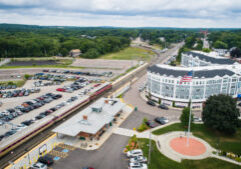 The Town of Mansfield's Commuter Rail Station and surrounding transit-oriented development.